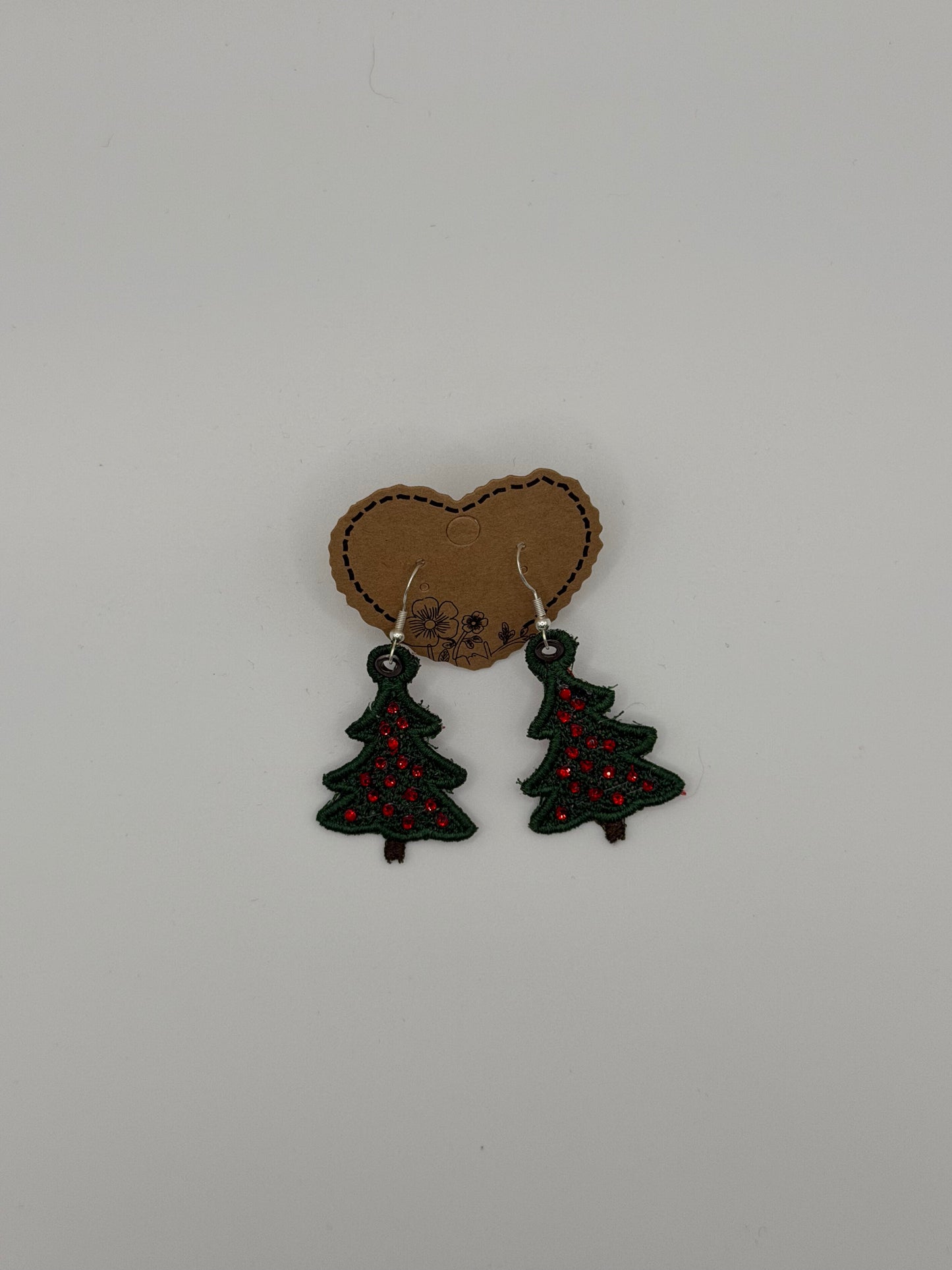 π Christmas Tree Embroidered Earrings β Hypoallergenic Stainless Steel Hooks | Optional Rhinestones
