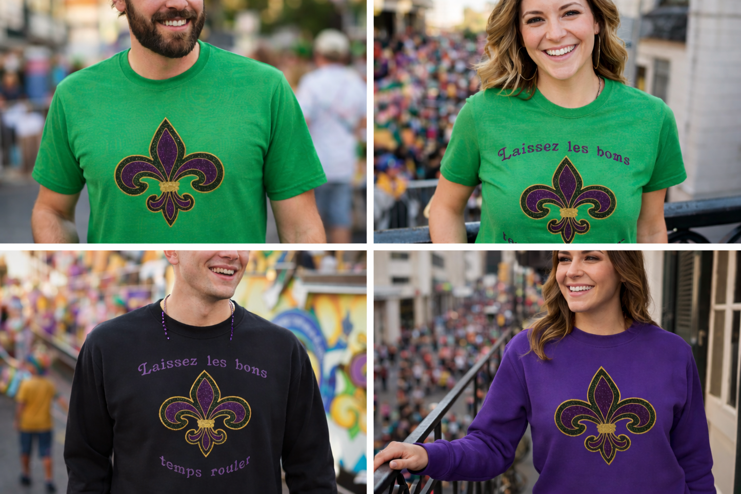 Mardi Gras Fleur de Lis Embroidered Appliqué Shirt – Custom Glitter Design