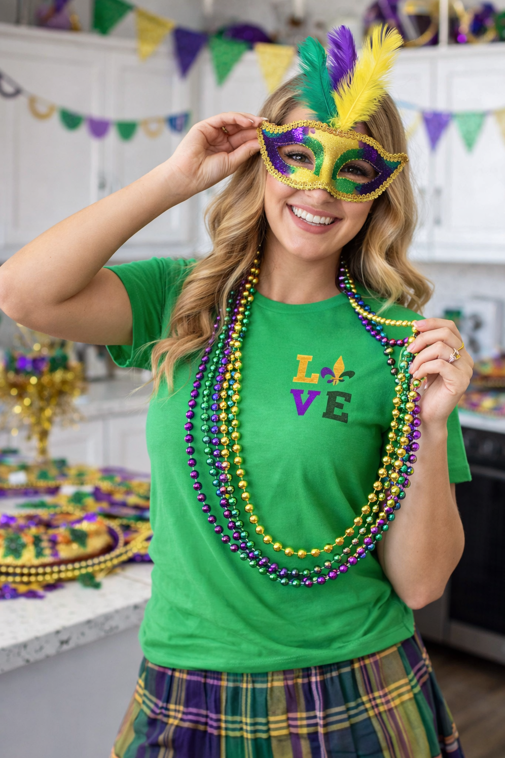 Mardi Gras LOVE Shirt – Gildan Cotton Tee | Unisex Mardi Gras T-Shirt Perfect for Men and Women