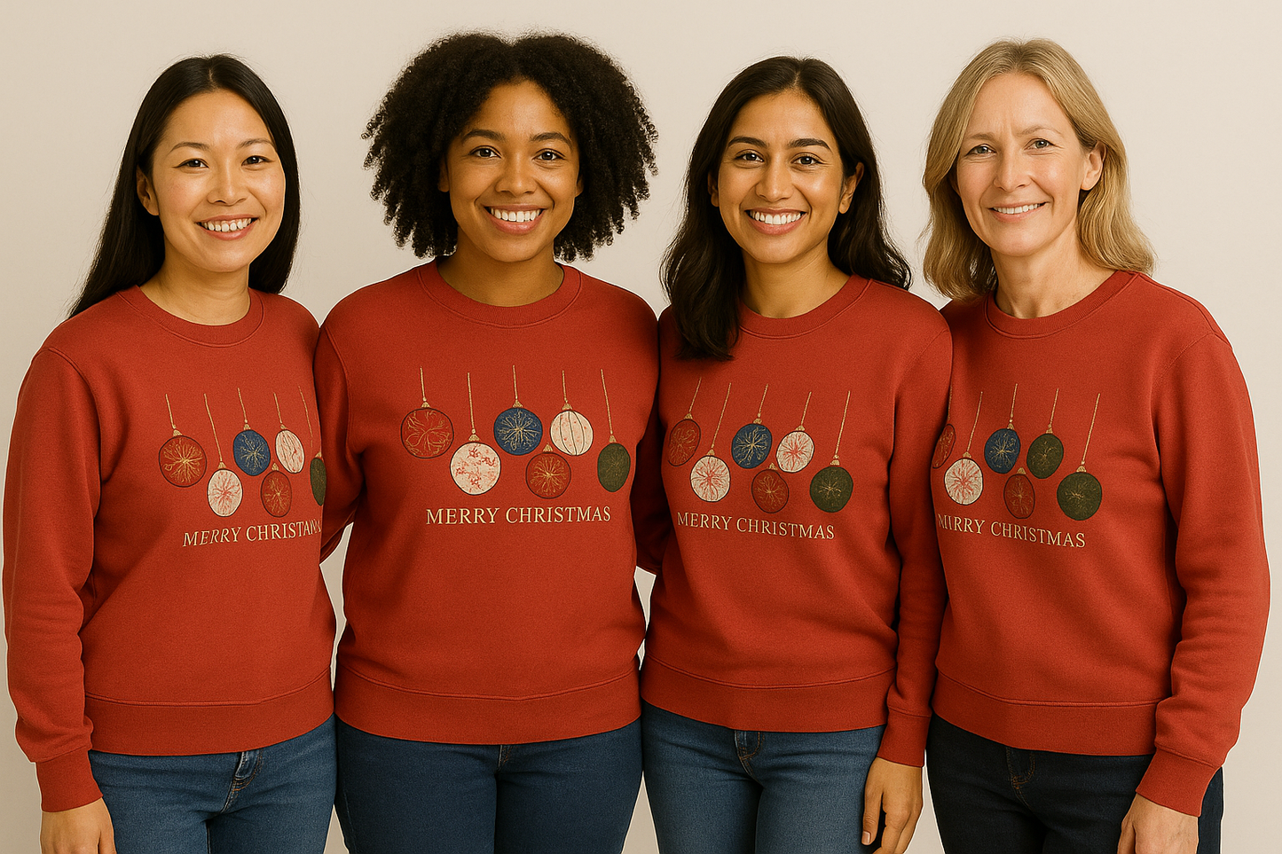 🎄 Merry Christmas Ornament Sweatshirt — Adult XL–5XL