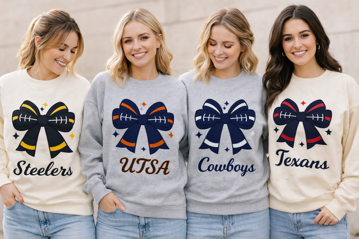 🎀 Custom Team Bow Appliqué Sweatshirt – Personalized with your Team Colors and Name