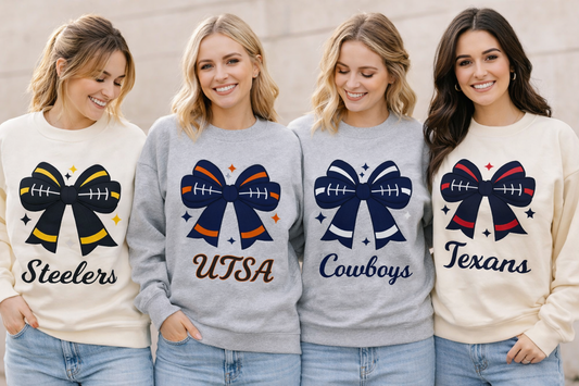 🎀 Custom Team Bow Appliqué Sweatshirt – Personalized with your Team Colors and Name