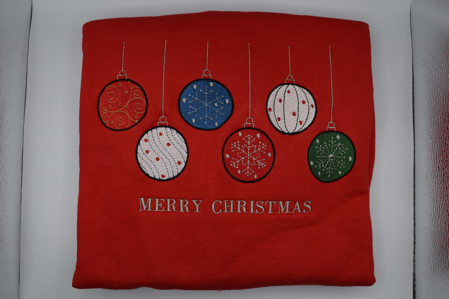 🎄 Merry Christmas Ornament Sweatshirt — Adult XL–5XL