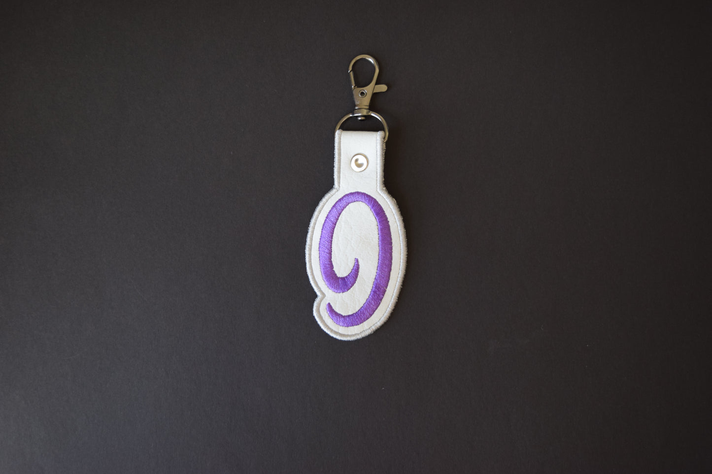 Embroidered Initial Keychain – Custom Letter Key Fob with Metal Clasp