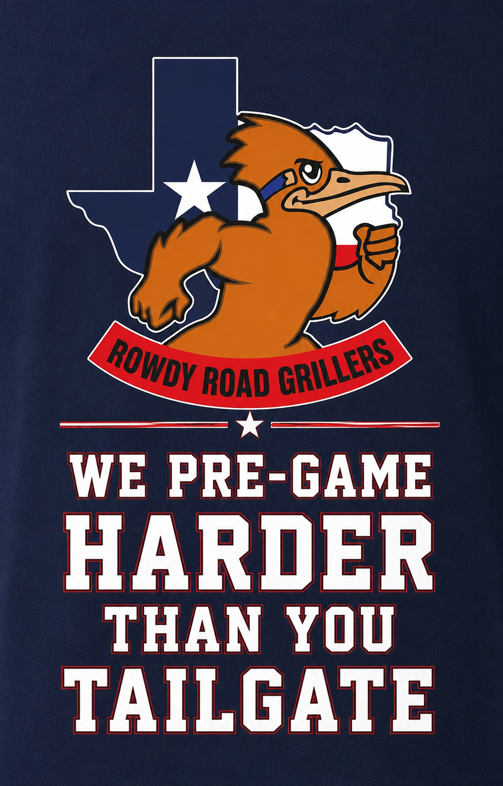 Rowdy Road Grillers “We Pre-Game Harder Than You Tailgate” Navy Dri-Fit Performance Shirt