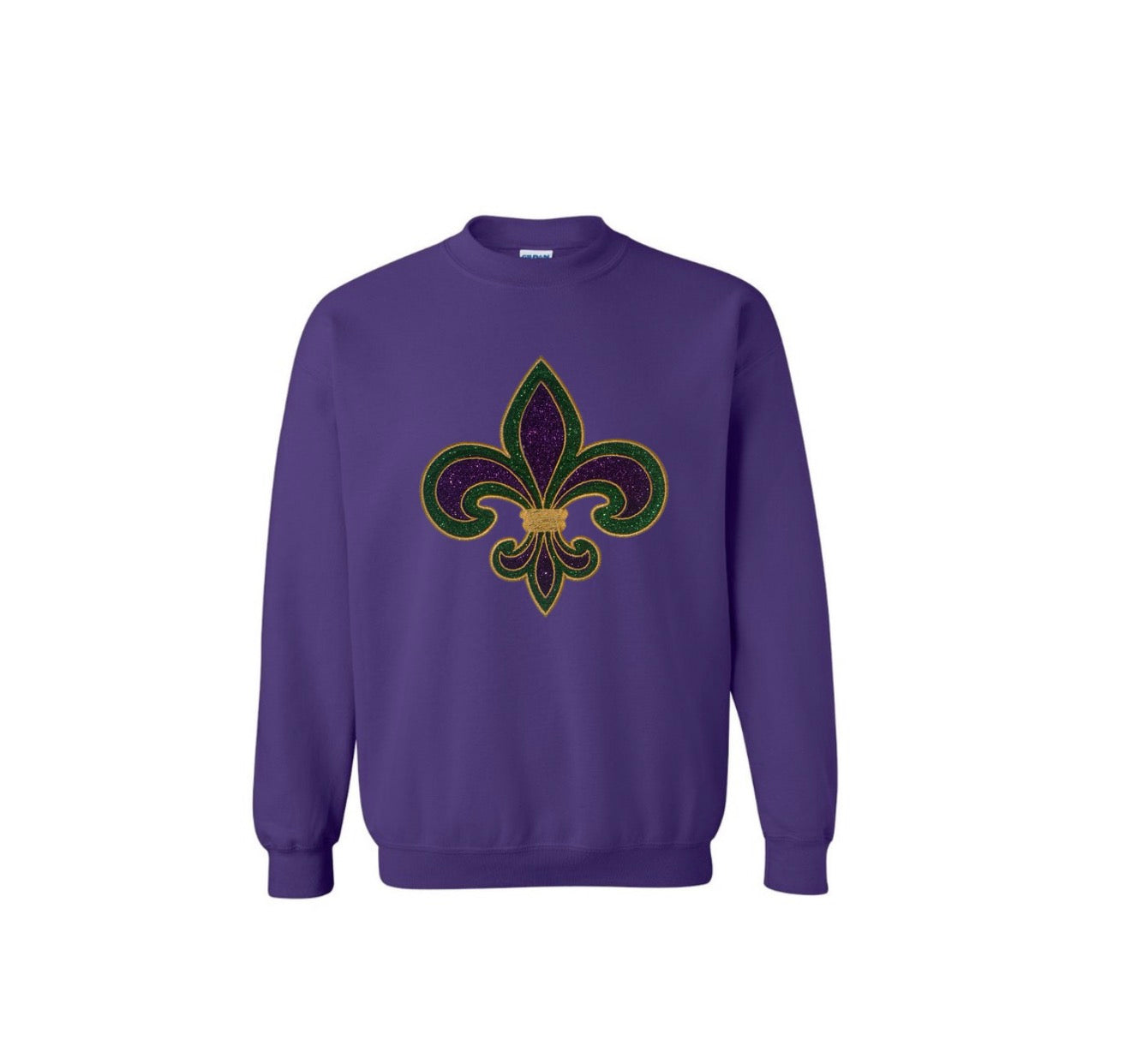 Mardi Gras Fleur de Lis Embroidered Appliqué Shirt – Custom Glitter Design