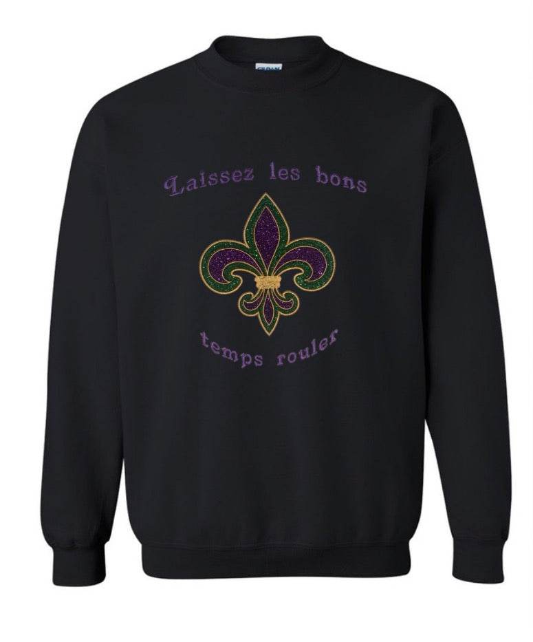 Mardi Gras Fleur de Lis Embroidered Appliqué Shirt – Custom Glitter Design