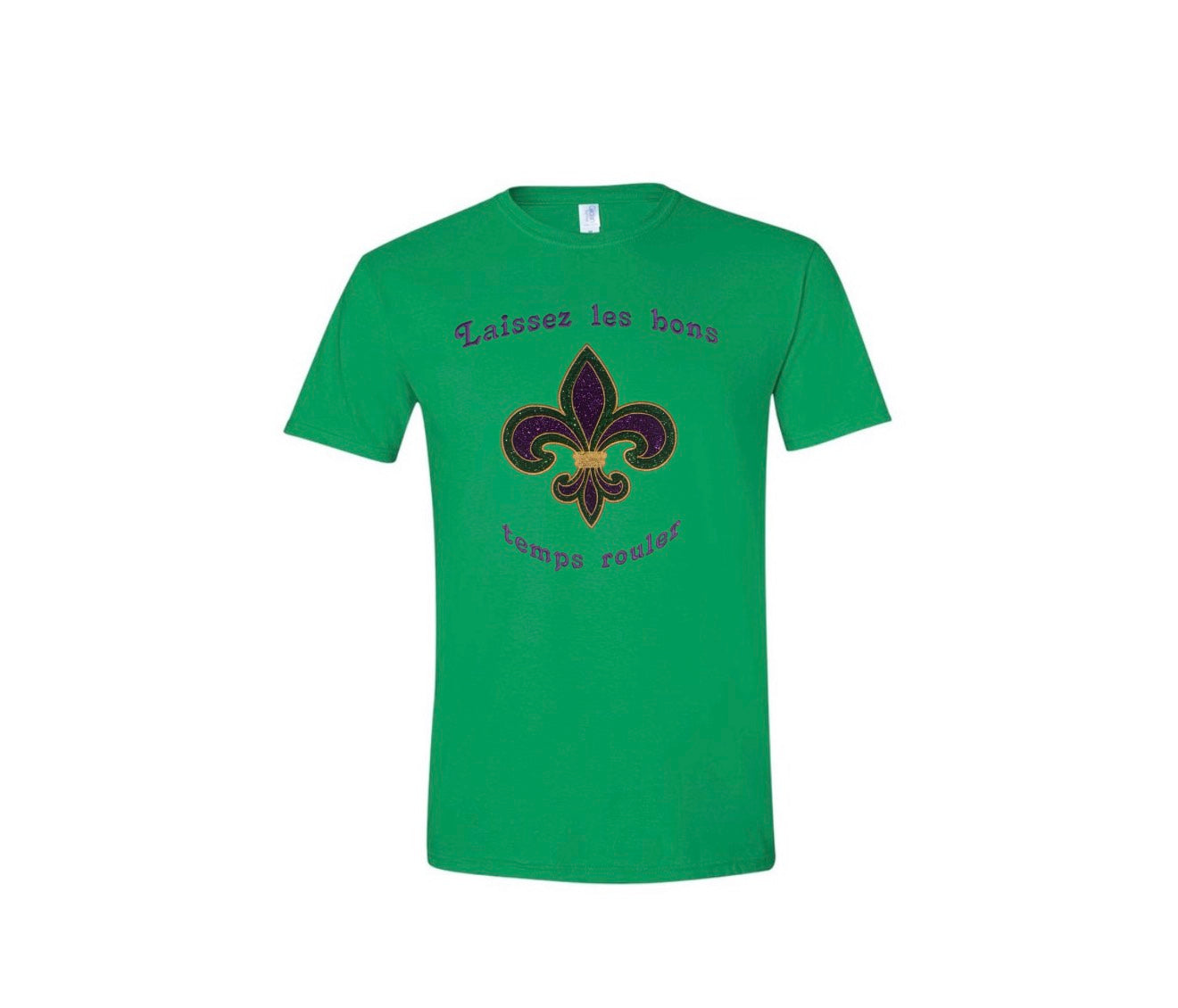 Mardi Gras Fleur de Lis Embroidered Appliqué Shirt – Custom Glitter Design