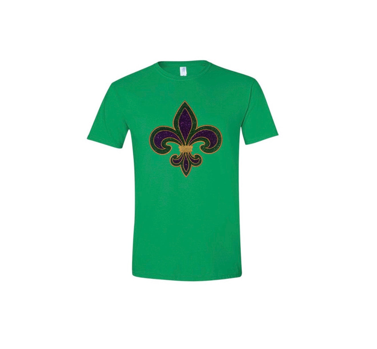 Mardi Gras Fleur de Lis Embroidered Appliqué Shirt – Custom Glitter Design