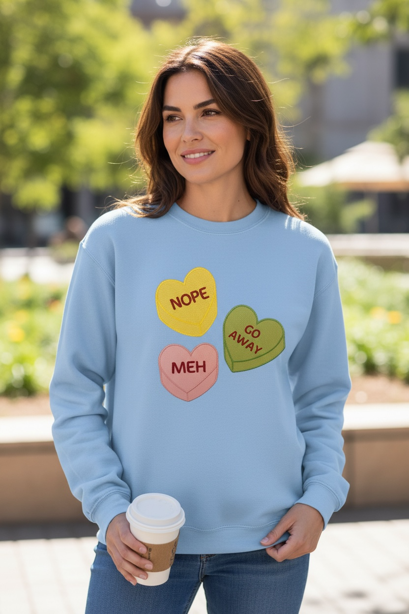 💔 Anti-Valentine Candy Heart Sweatshirt | Funny Valentine’s Day Crewneck