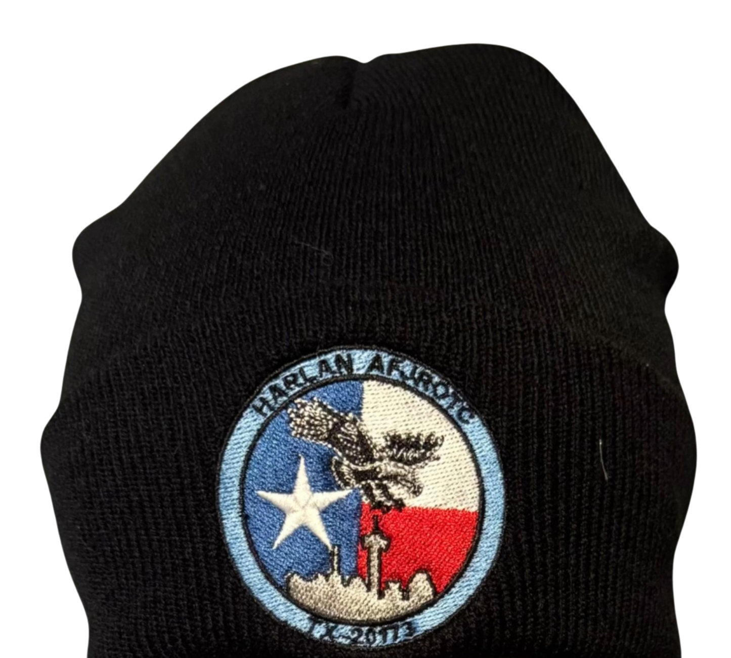 Harlan JROTC Embroidered Beanie | JROTC Winter Hat | Black Cuffed Knit Cap | Cadet and School Spirit Apparel