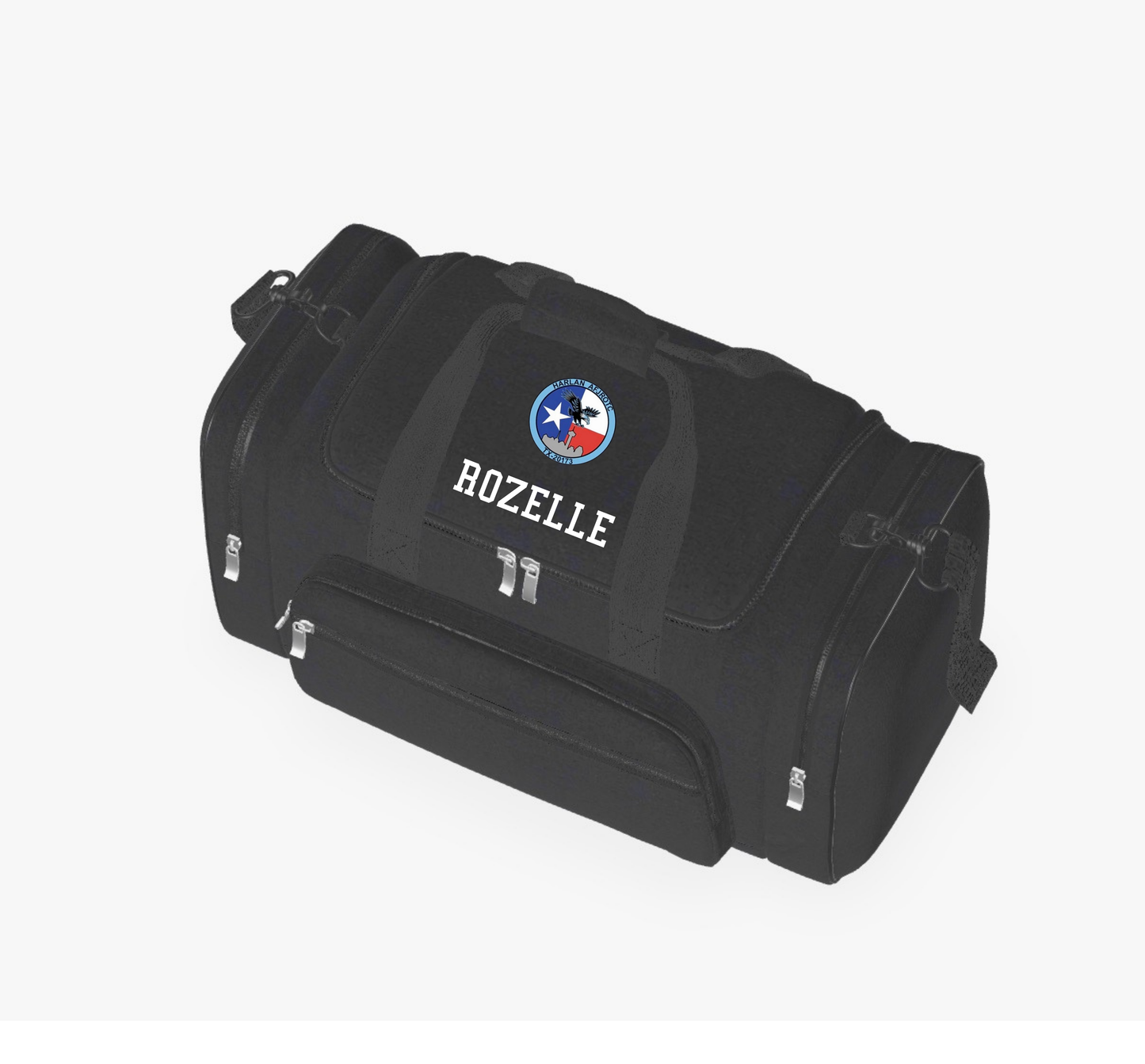 Harlan JROTC Personalized Duffel Bag | Embroidered or DTF Logo | Custom Last Name Team Bag