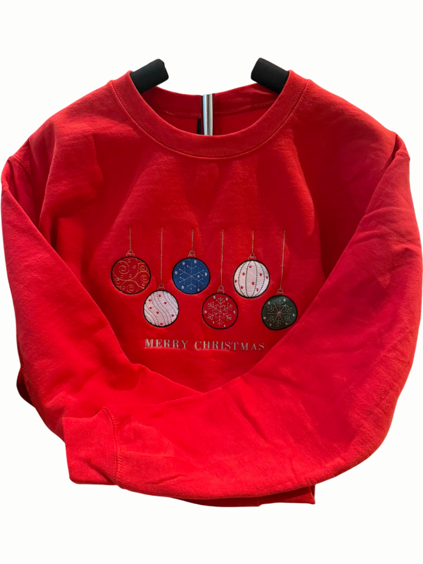 🎄 Merry Christmas Ornament Sweatshirt — Adult XL–5XL