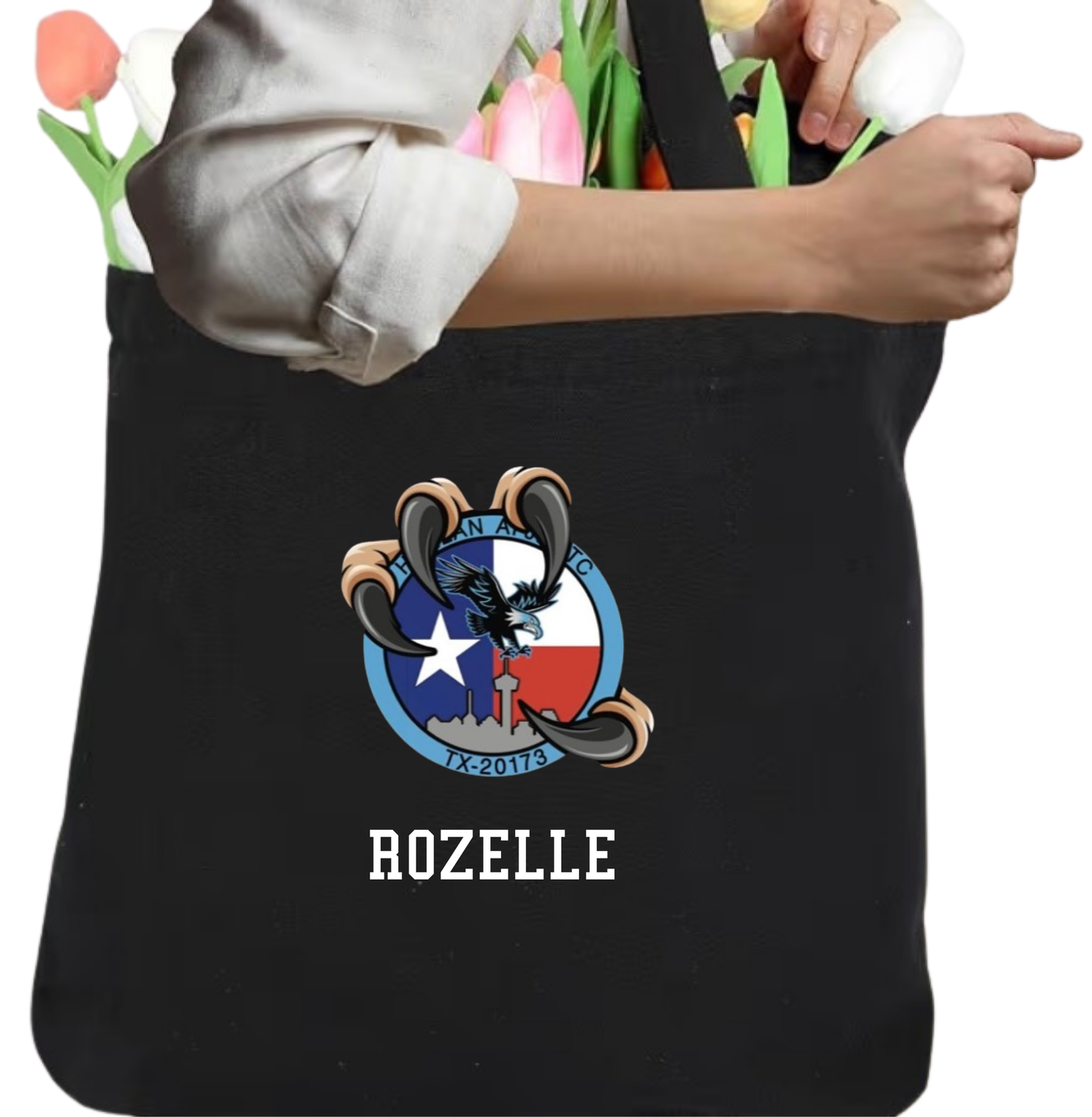Harlan JROTC Personalized Tote Bag | Embroidered or DTF Logo | Custom Last Name Team Bag